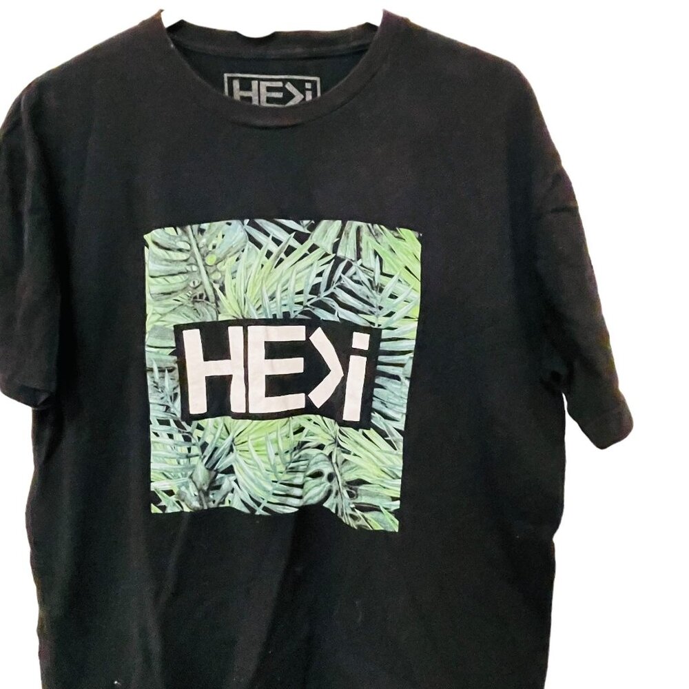 HEXi Mens T Shirt Crew‎ Neck Graphic T-Shirt Black Size Large